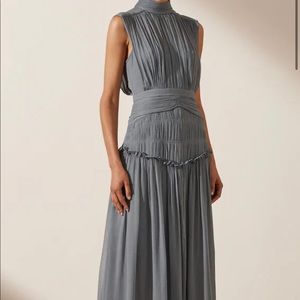 Shona Joy Kayla High Neck Midi Dress - Blue Smoke